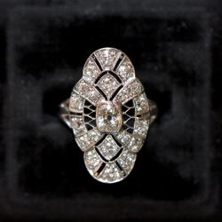 Bezel Milgrain Cushion & Round Cut White Sapphire Art Deco Engagement Ring For Women