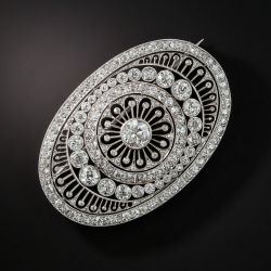 Milgrain Open Work Round Cut White Sapphire Vintage Brooch Pin