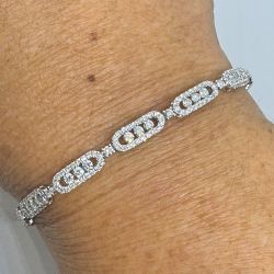 Halo Round Cut White Sapphire Tennis Bracelet