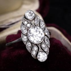 Bezel Round Cut White Sapphire Art Deco Engagement Ring