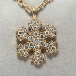 Golden Snowflake Round Cut White Sapphire Pendant Necklace