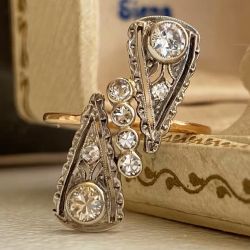 Two Tone Round Cut White Sapphire Engagement Ring