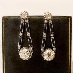White Sapphire Round Cut Art Deco Drop Earrings For Women