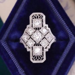 Milgrain Round Cut White Sapphire Engagement Ring