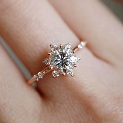 Rose Gold Round Cut White Sapphire Engagement Ring