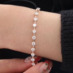 Golden Round Cut White Sapphire Tennis Bracelet