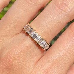 Alternating Created Marquise & Baguette Cut White Sapphire Half Eternity Wedding Band