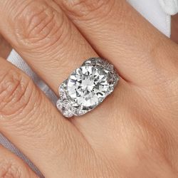 Split Shank Round Cut White Sapphire Engagement Ring