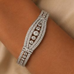 Openwork Round Cut White Sapphire Art Deco Tennis Bracelet
