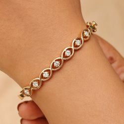 Golden Twist Round Cut White Sapphire Bangle Bracelet