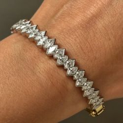 Two Tone Marquise Cut White Sapphire Bangle Bracelet