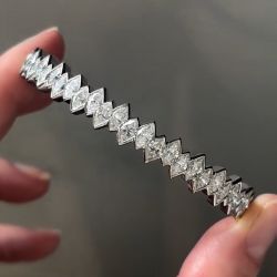 Two Tone Marquise Cut White Sapphire Bangle Bracelet