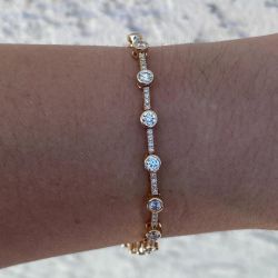 Classic Bezel Round Cut White Sapphire Tennis Bracelet