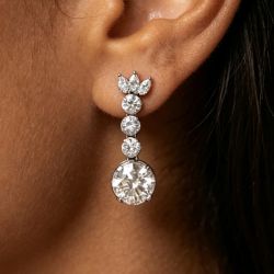 Round & Marquise Cut White Sapphire Drop Earrings