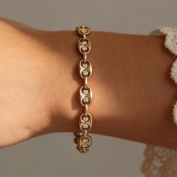 Golden Round Cut White Sapphire Tennis Bracelet
