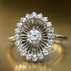 Halo Round Cut White Sapphire Engagement Ring