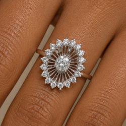 Halo Round Cut White Sapphire Engagement Ring