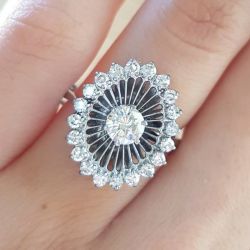 Halo Round Cut White Sapphire Engagement Ring