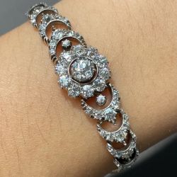 Two Tone Halo Round Cut White Sapphire Tennis Bracelet