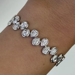 Classic Pear Cut White Sapphire Tennis Bracelet