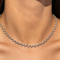 Bezel Round Cut White Sapphire Tennis Necklace