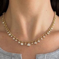Golden Round Cut White Sapphire Tennis Necklace