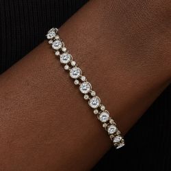 Bezel Round Cut White Sapphire Tennis Bracelet