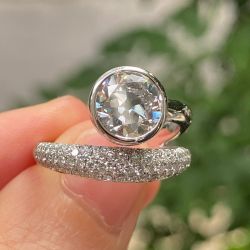 Bypass Bezel Round Cut White Sapphire Engagement Ring
