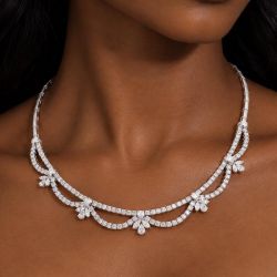 Pear & Marquise & Round Cut White Sapphire Pendant Necklace