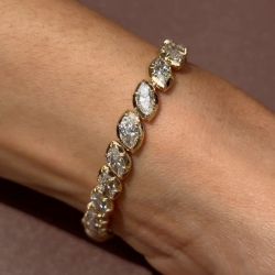 Golden Marquise Cut White Sapphire Tennis Bracelet