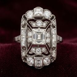 Double Halo White Sapphire Emerald & Round Cut Engagement Ring 