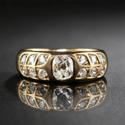 Golden Cushion & Round Cut White Sapphire Engagement Ring