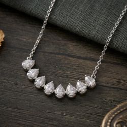 Classic Pear Cut White Sapphire Pendant Necklace
