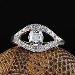 Halo Cushion & Round Cut White Sapphire Engagement Ring