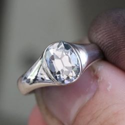 Bezel Solitaire Cushion Cut White Sapphire Engagement Ring