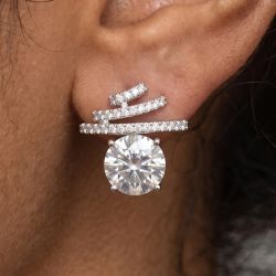 Round Cut White Sapphire Stud Earrings
