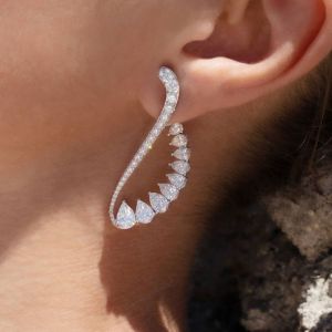 Nextearrings Pear Cut White Sapphire Cuff Earrings