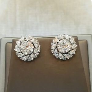 Created White Sapphire Halo Round Cut Stud Earrings