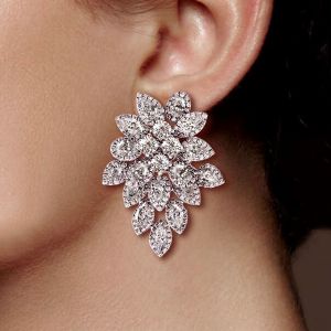 Fancy Halo Pear & Marquise White Sapphire Prom Earrings