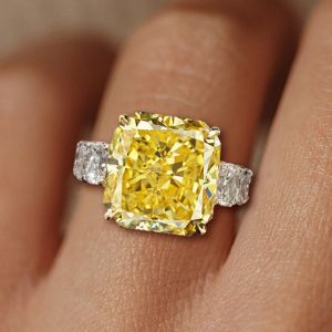 Two-tone Double Prong Radiant Created Topaz Engagement Ring
