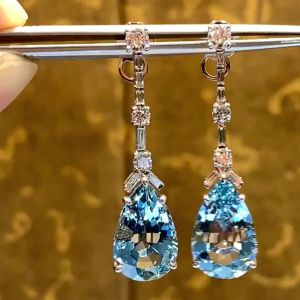 Pear Cut Aquamarine Drop Earrings