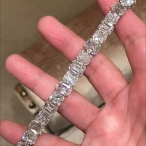 Created White Sapphire Radiant & Emerald Cut Bracelet
