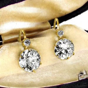 Golden Double Round Cut Drop Earrings