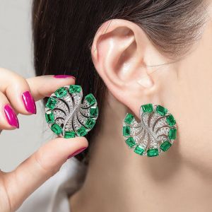 Emerald & Marquise Cut Stud Earrings