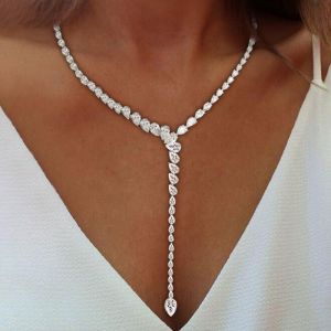 Pear Cut Created White Sapphire Necklace