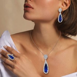 Halo Pear & Round Cut Fashion 3PC Jewelry Set