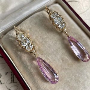 Golden Pink Topaz Drop Earrings