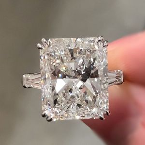 Classic Double Prong Three Stone Radiant Cut Engagement Ring