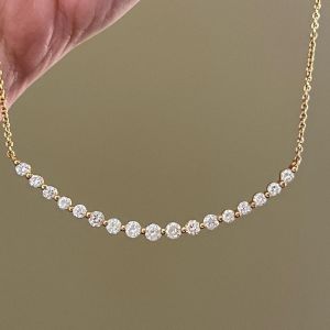 Classic Golden Round Cut White Sapphire Pendant Necklace