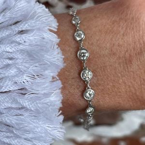 Classic Bezel Round Cut White Sapphire Tennis Bracelet